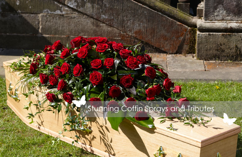 Coffin sprays and tributes