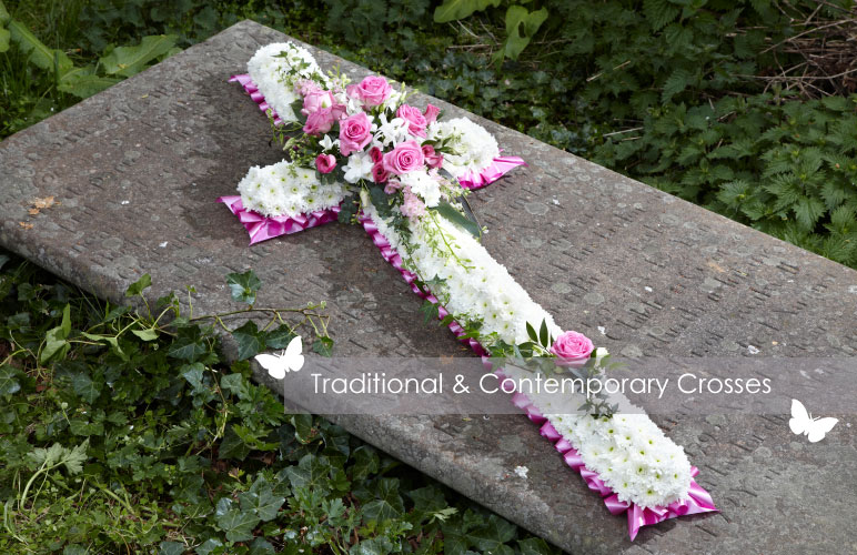 Cross funeral flower arrangement