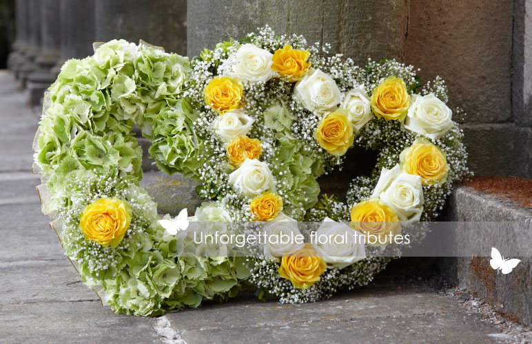 Heart funeral flower arrangement
