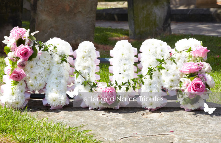 MUM letters funeral flower arrangement