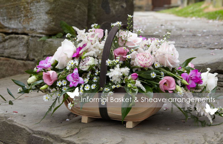 Basket funeral flower arrangement